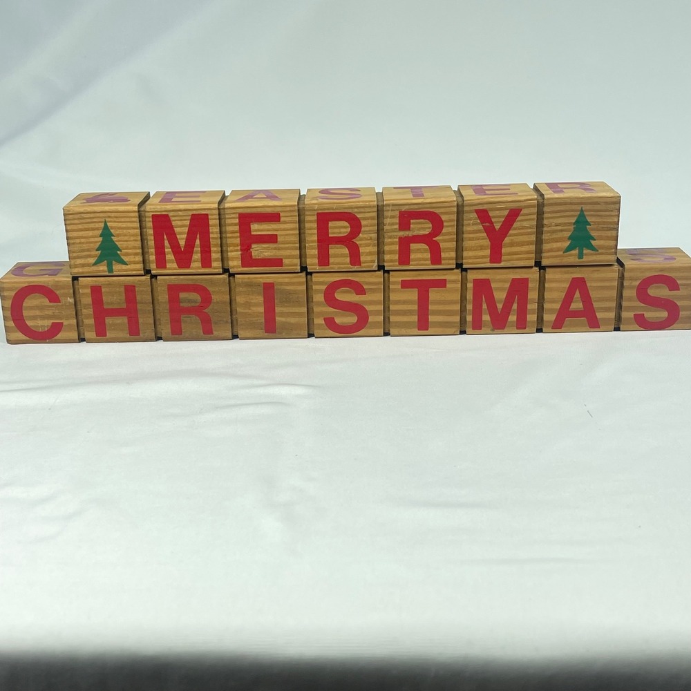 Holiday Wood Block Sign Reversible Welcome Christmas Easter Valentine 2pc Set
